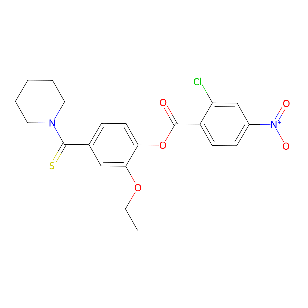 2-Ethoxy-4-(piperidin-1-ylcarbonothioyl)phenyl 2-chloro-4-nitrobenzoate molecular structure, CAS 443647-95-8