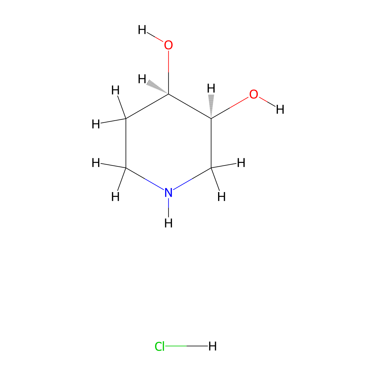 rac-(3R,4S)-piperidine-3,4-diol hydrochloride molecular structure, CAS 443648-89-3