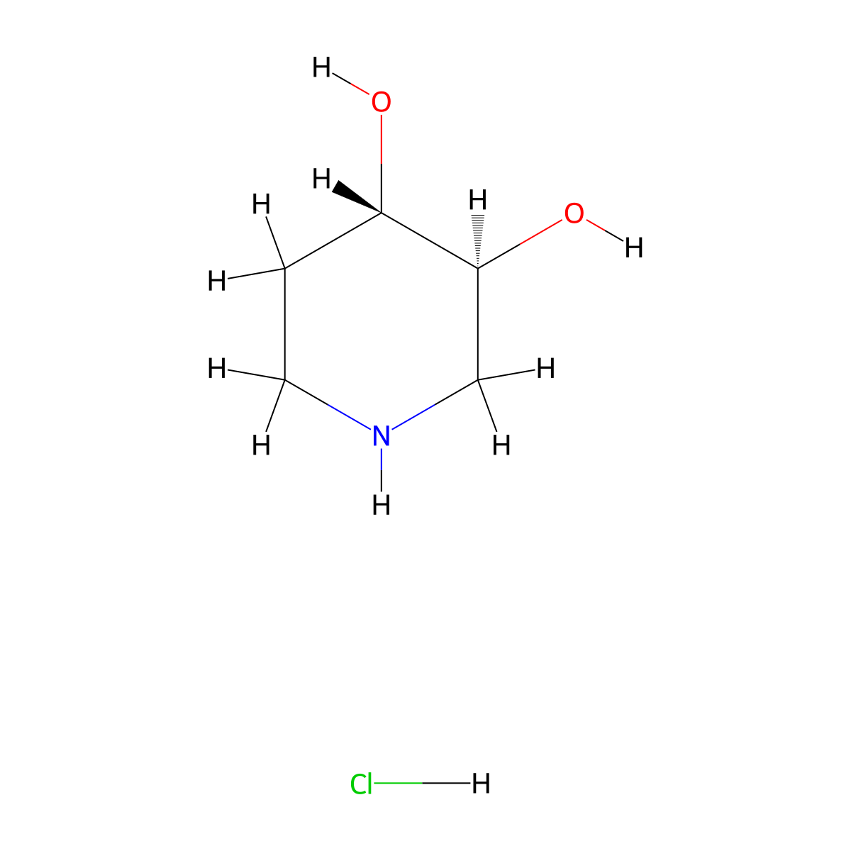 trans-3,4-Dihydroxypiperidine hydrochloride molecular structure, CAS 443648-97-3