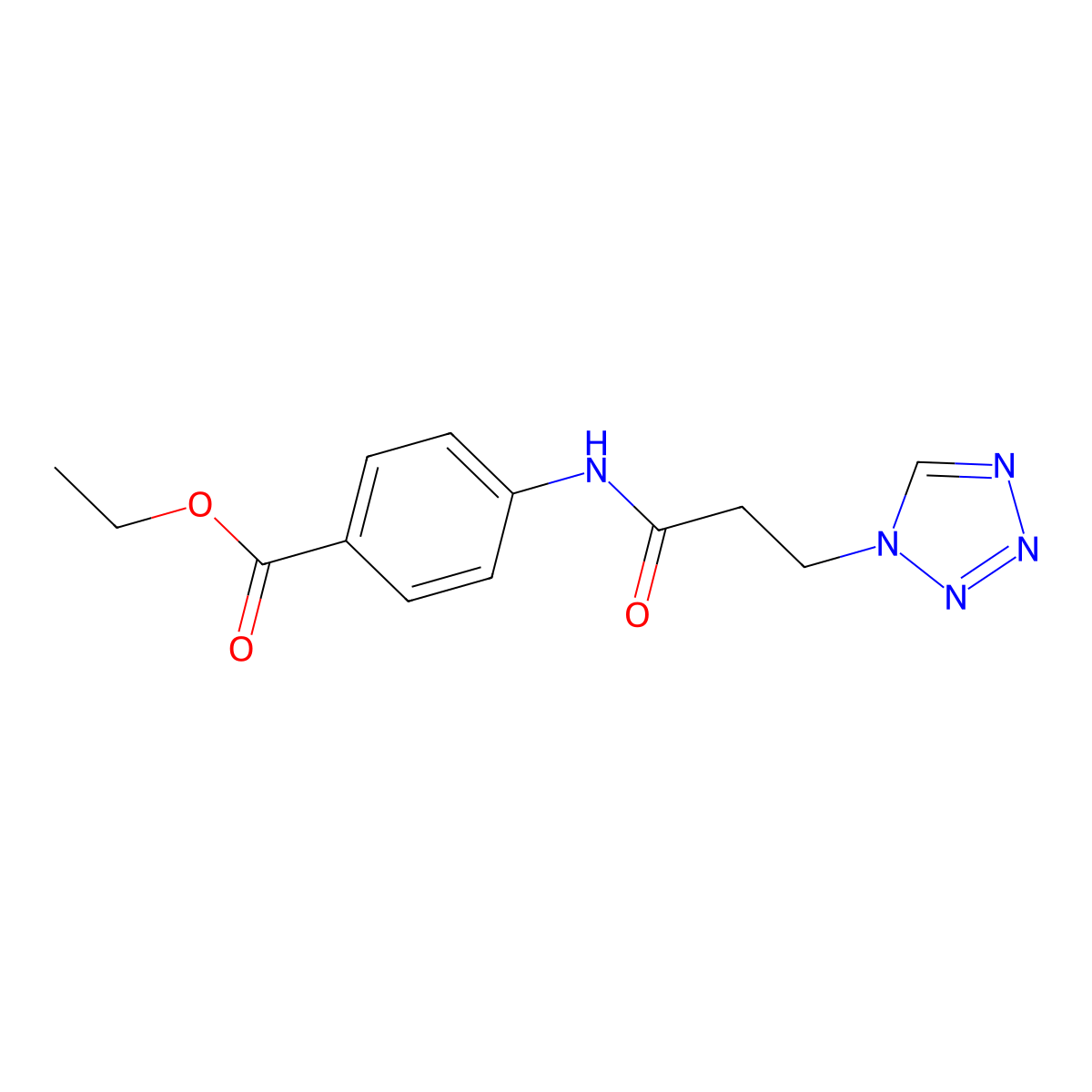 ethyl 4-{[3-(1H-tetrazol-1-yl)propanoyl]amino}benzoate molecular structure, CAS 443650-90-6