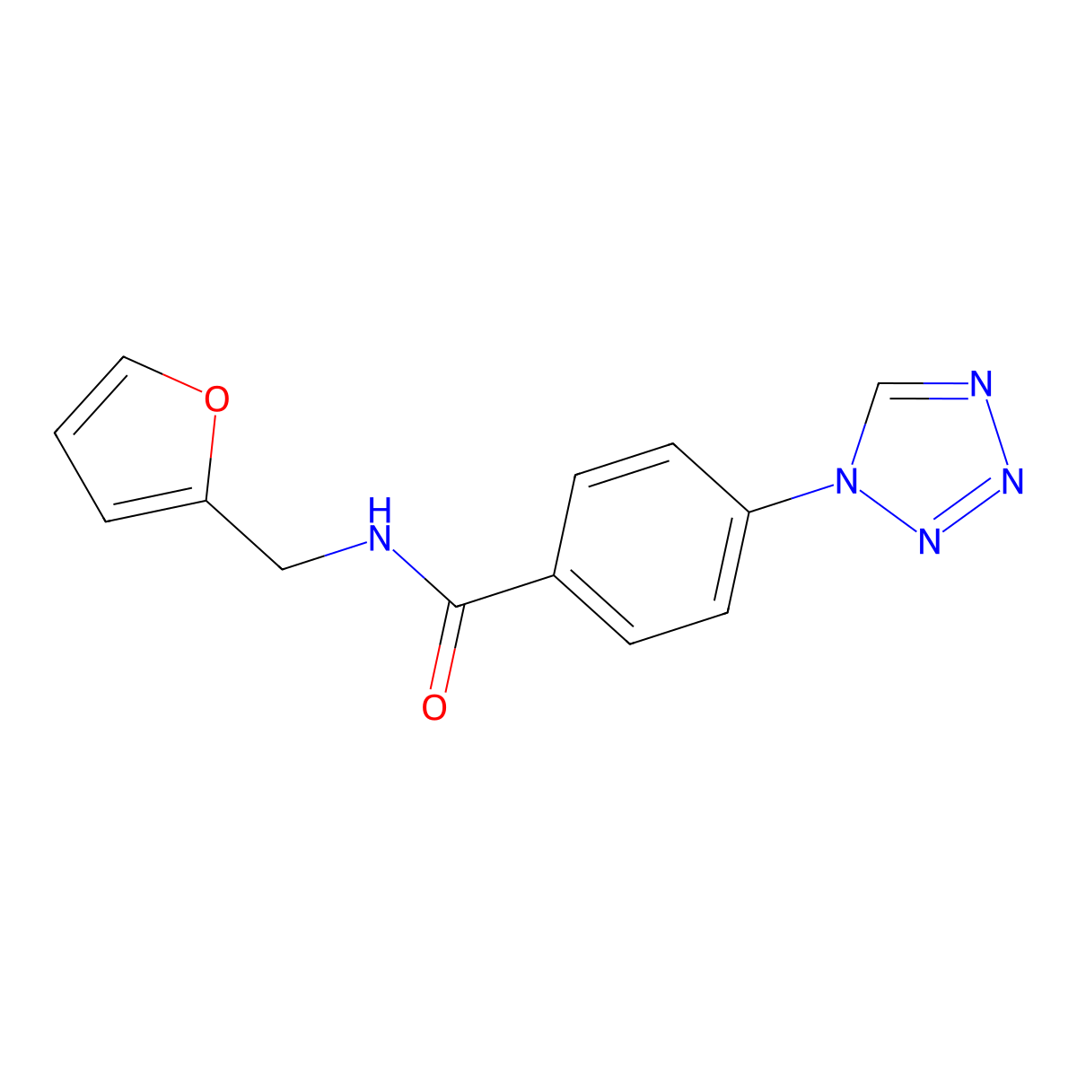 N-(furan-2-ylmethyl)-4-(1H-tetrazol-1-yl)benzamide molecular structure, CAS 443651-04-5