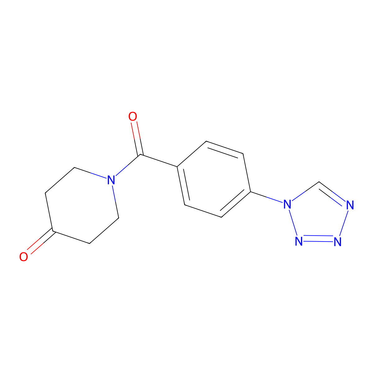 1-{[4-(1H-tetrazol-1-yl)phenyl]carbonyl}piperidin-4-one molecular structure, CAS 443651-16-9