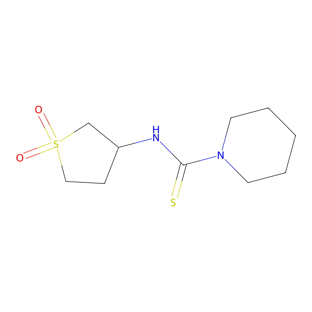 3-[(Piperidylthioxomethyl)amino]thiolane-1,1-dione molecular structure, CAS 443651-73-8
