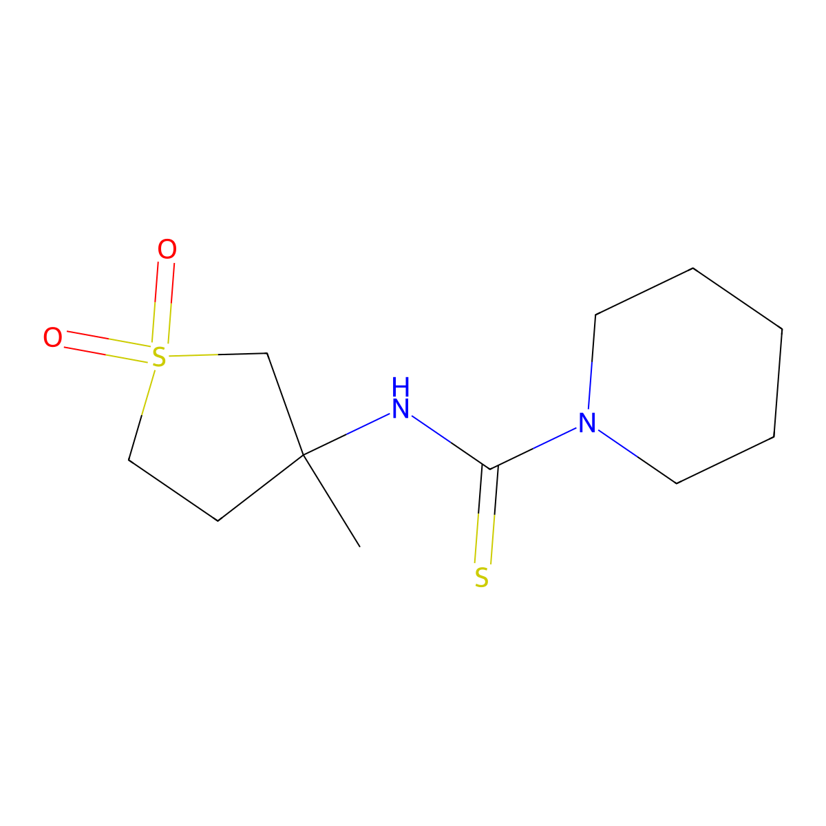 3-Methyl-3-[(piperidylthioxomethyl)amino]thiolane-1,1-dione molecular structure, CAS 443651-75-0