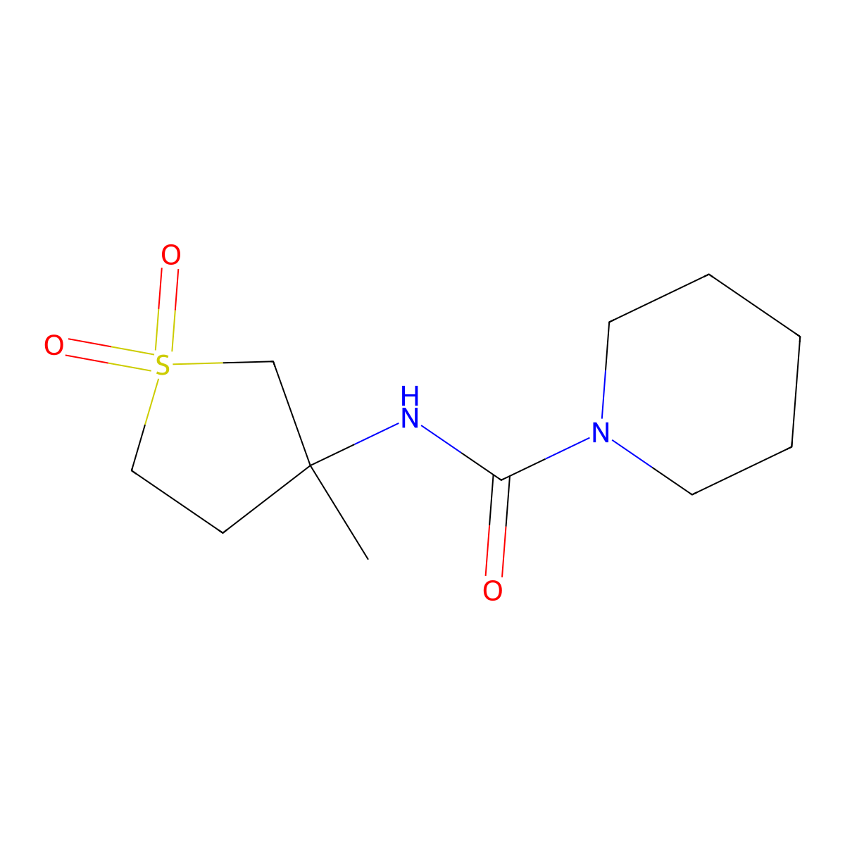 N-(3-methyl-1,1-dioxothiolan-3-yl)piperidine-1-carboxamide molecular structure, CAS 443651-76-1