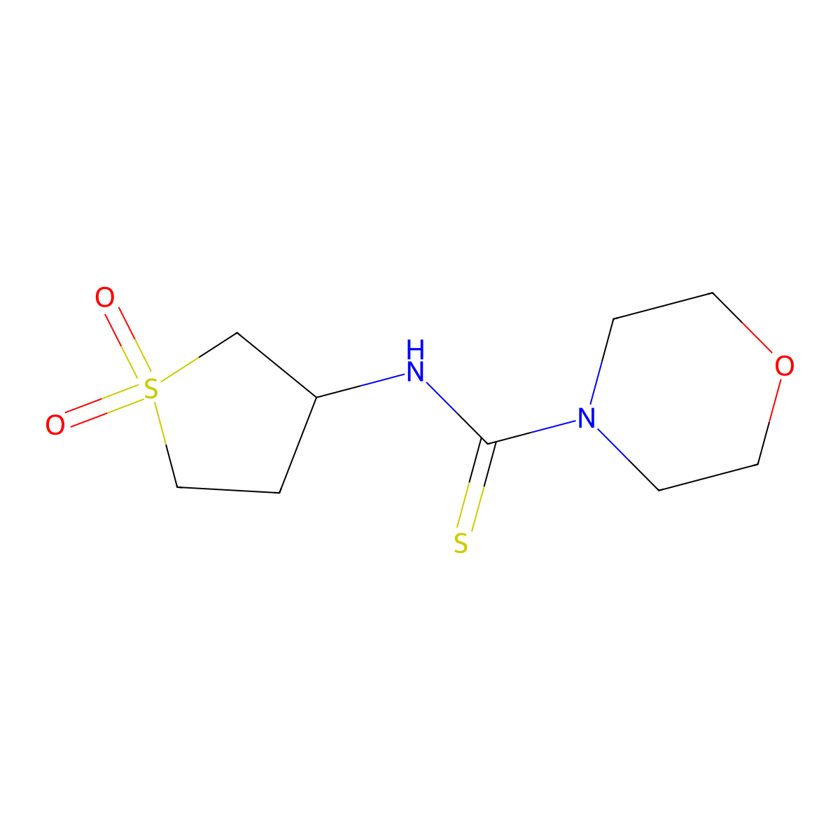 3-[(Morpholin-4-ylthioxomethyl)amino]thiolane-1,1-dione molecular structure, CAS 443651-77-2