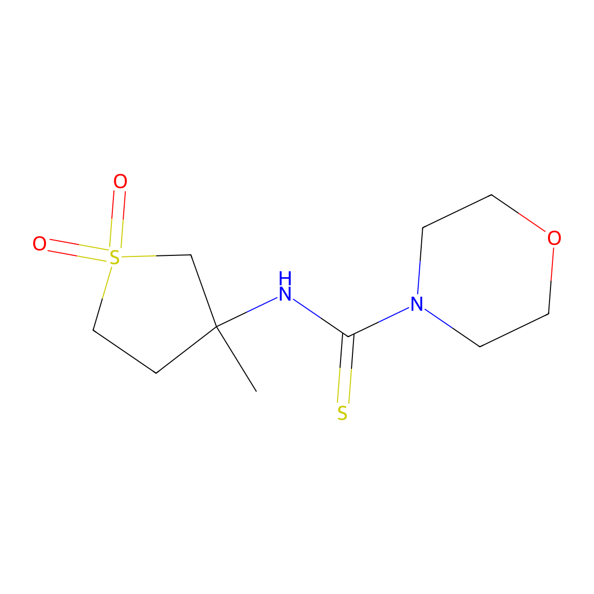 N-(3-methyl-1,1-dioxidotetrahydrothien-3-yl)morpholine-4-carbothioamide molecular structure, CAS 443651-79-4