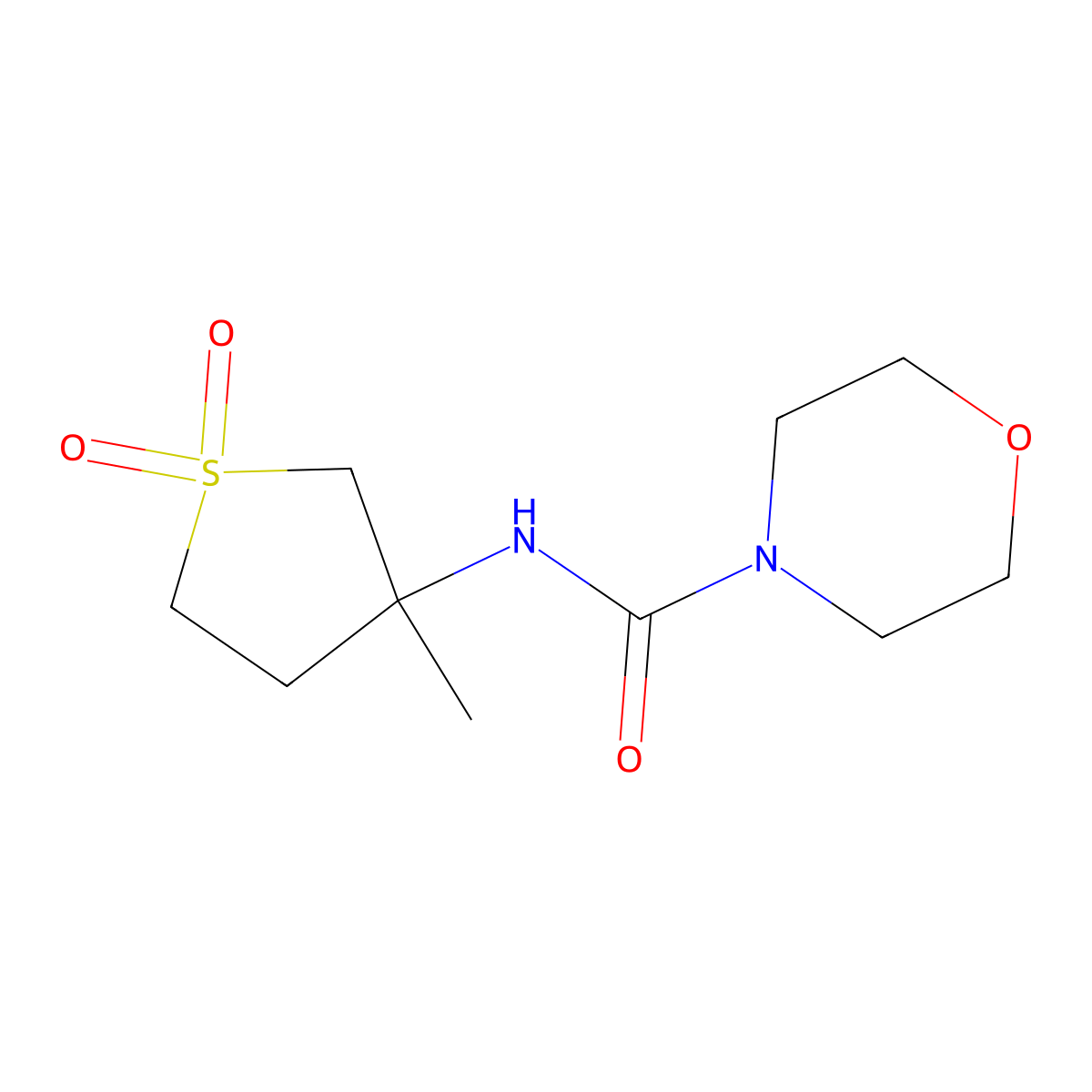 N-(3-methyl-1,1-dioxothiolan-3-yl)morpholin-4-ylcarboxamide molecular structure, CAS 443651-81-8