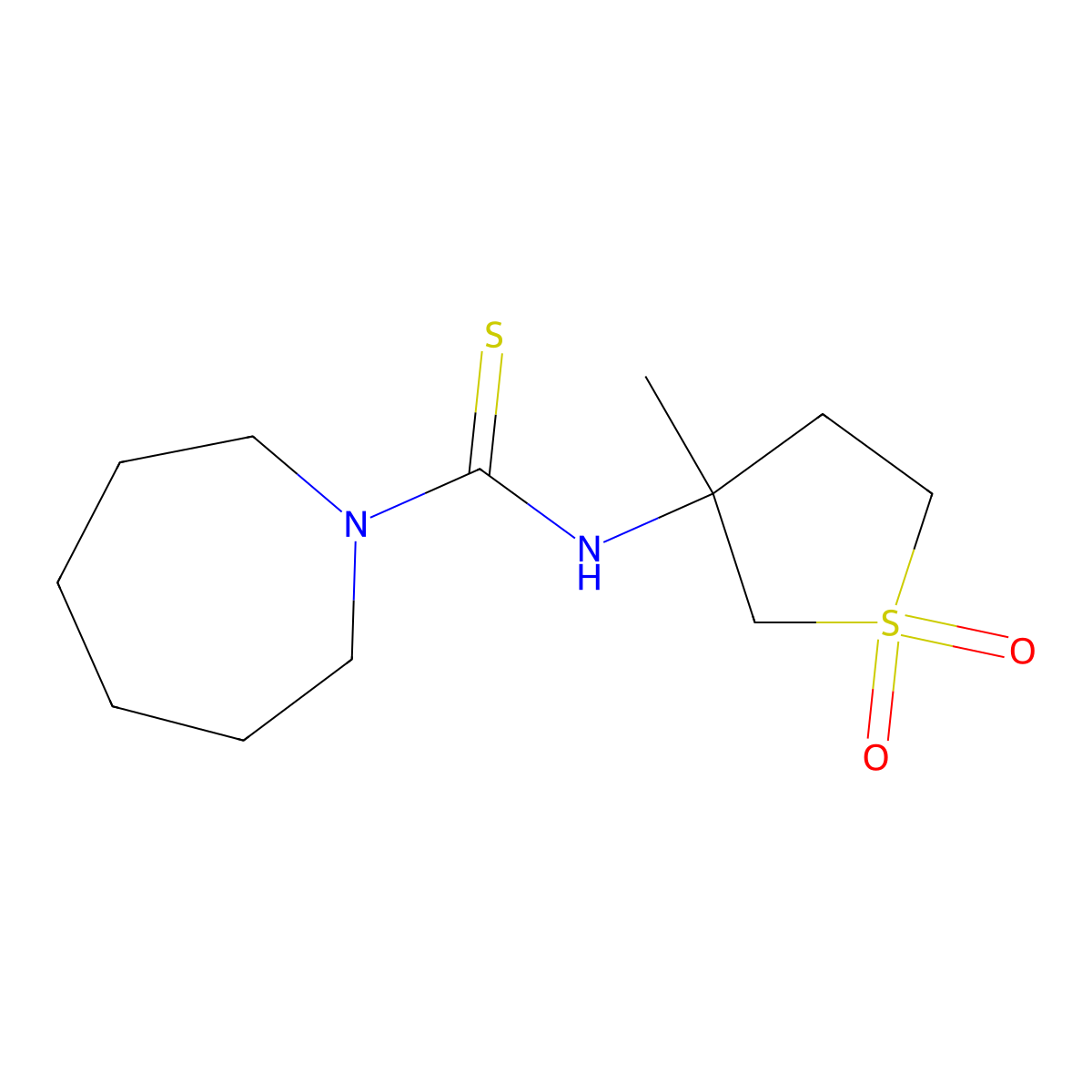 N-(3-methyl-1,1-dioxidotetrahydrothiophen-3-yl)azepane-1-carbothioamide molecular structure, CAS 443651-85-2