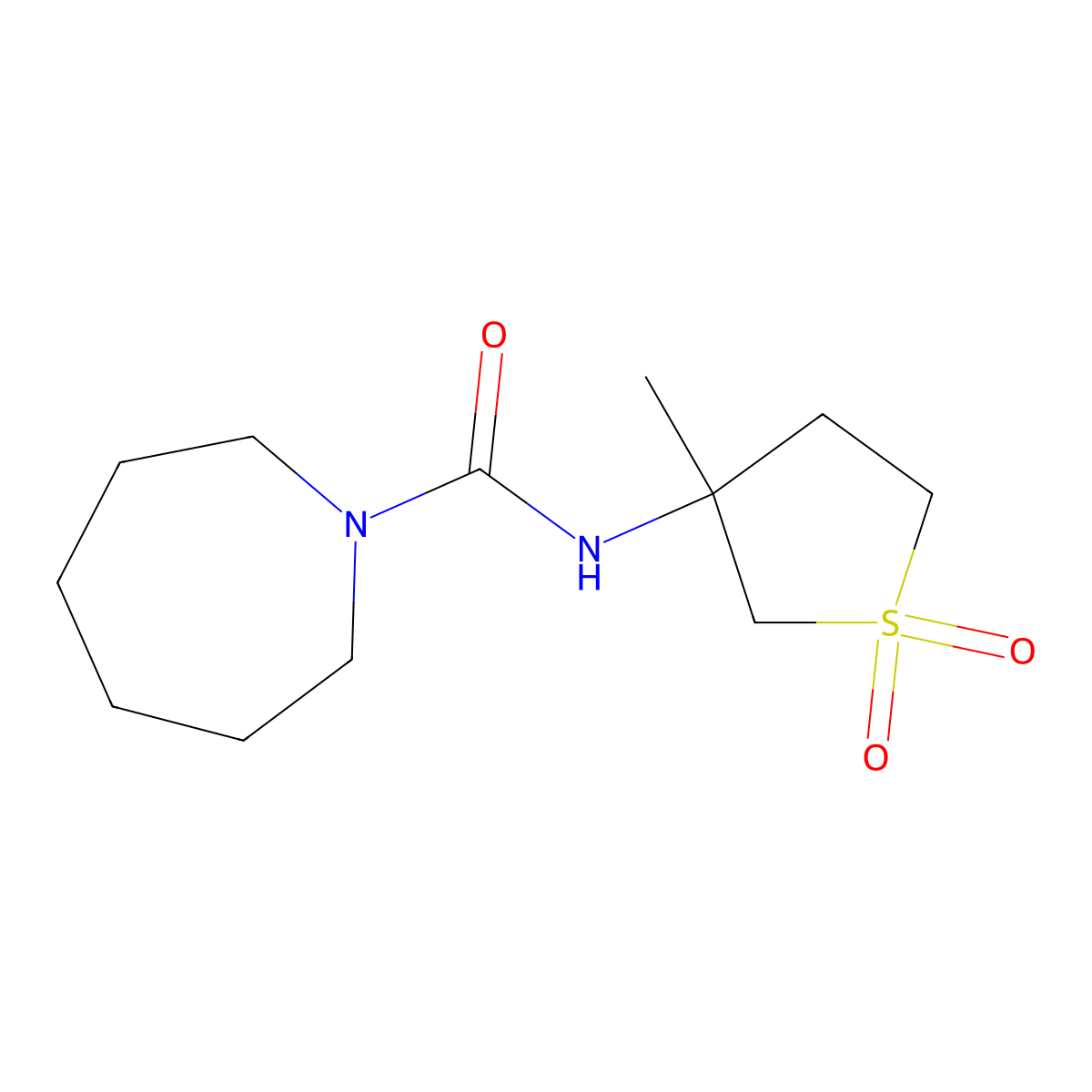 N-(3-methyl-1,1-dioxidotetrahydrothiophen-3-yl)azepane-1-carboxamide molecular structure, CAS 443651-86-3