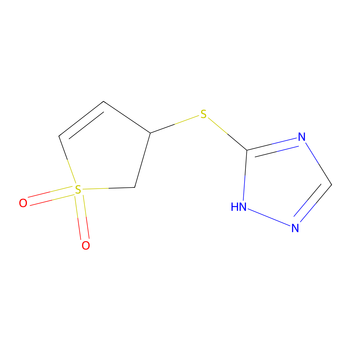 3-[(1,1-dioxido-2,3-dihydrothiophen-3-yl)sulfanyl]-4H-1,2,4-triazole molecular structure, CAS 443651-91-0