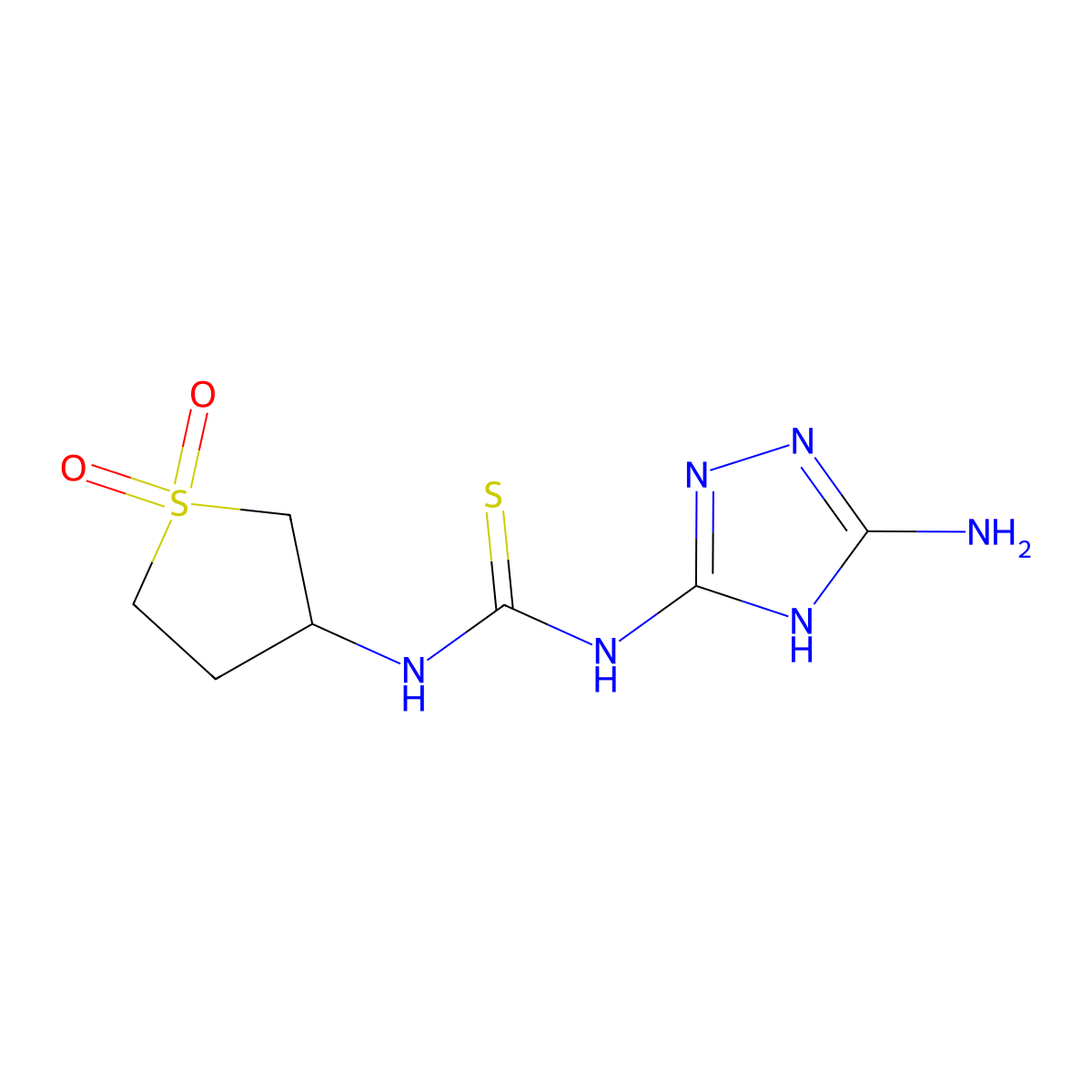 1-(5-amino-4H-1,2,4-triazol-3-yl)-3-(1,1-dioxidotetrahydrothiophen-3-yl)thiourea molecular structure, CAS 443652-11-7