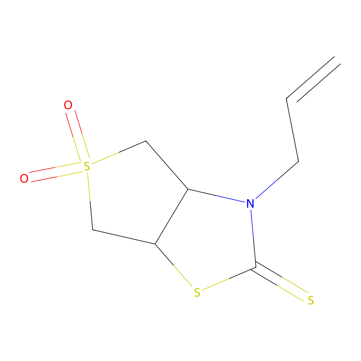 3-(prop-2-en-1-yl)tetrahydrothieno[3,4-d][1,3]thiazole-2(3H)-thione 5,5-dioxide molecular structure, CAS 443652-14-0