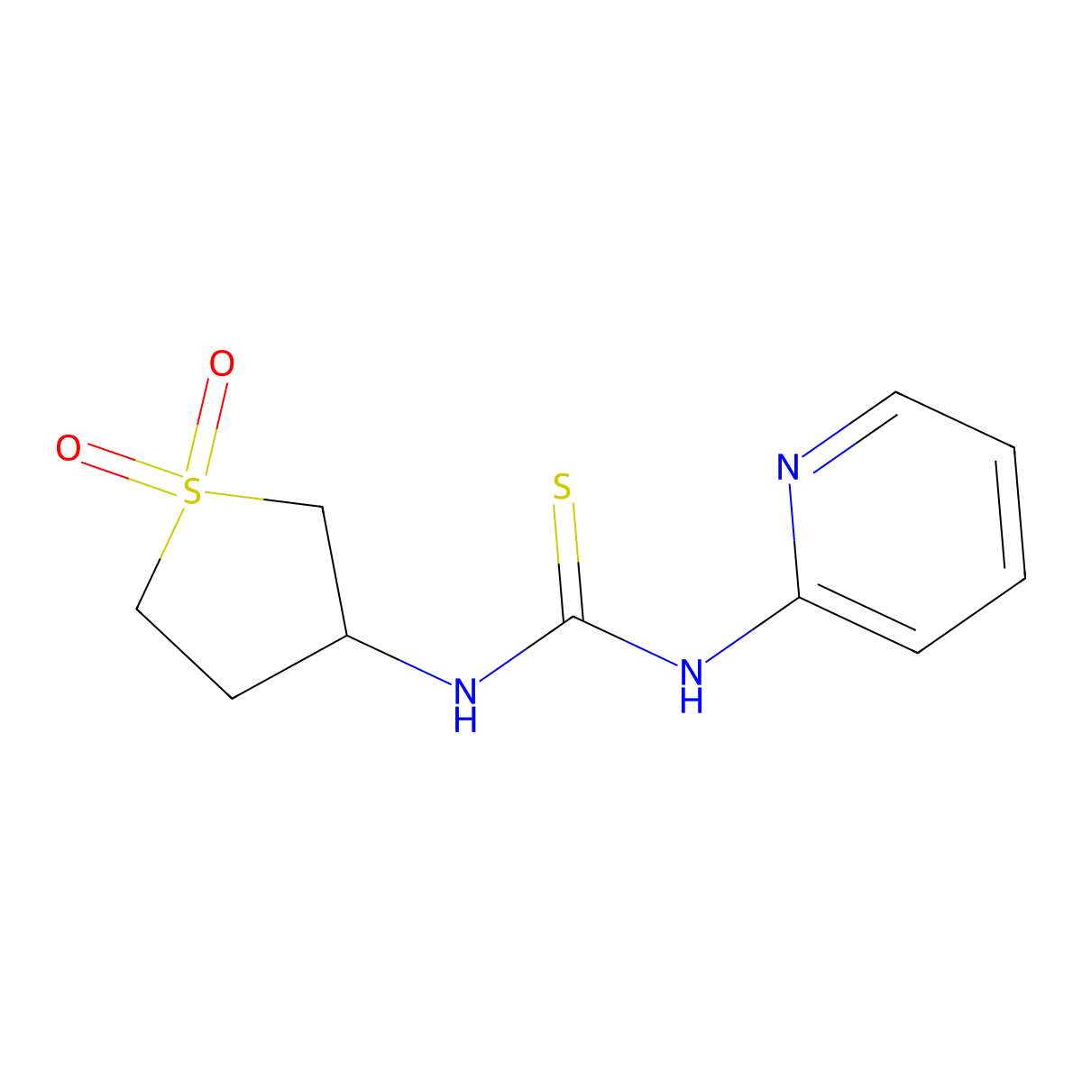 3-{[(2-Pyridylamino)thioxomethyl]amino}thiolane-1,1-dione molecular structure, CAS 443652-52-6