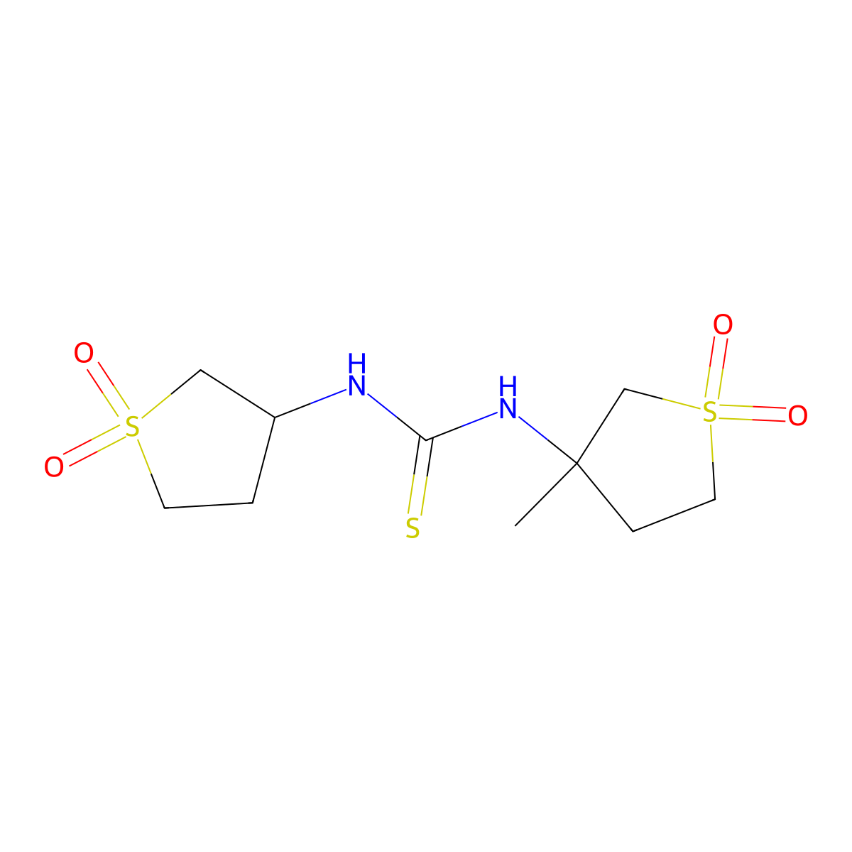 1-(1,1-Dioxidotetrahydrothiophen-3-yl)-3-(3-methyl-1,1-dioxidotetrahydrothiophen-3-yl)thiourea molecular structure, CAS 443652-56-0