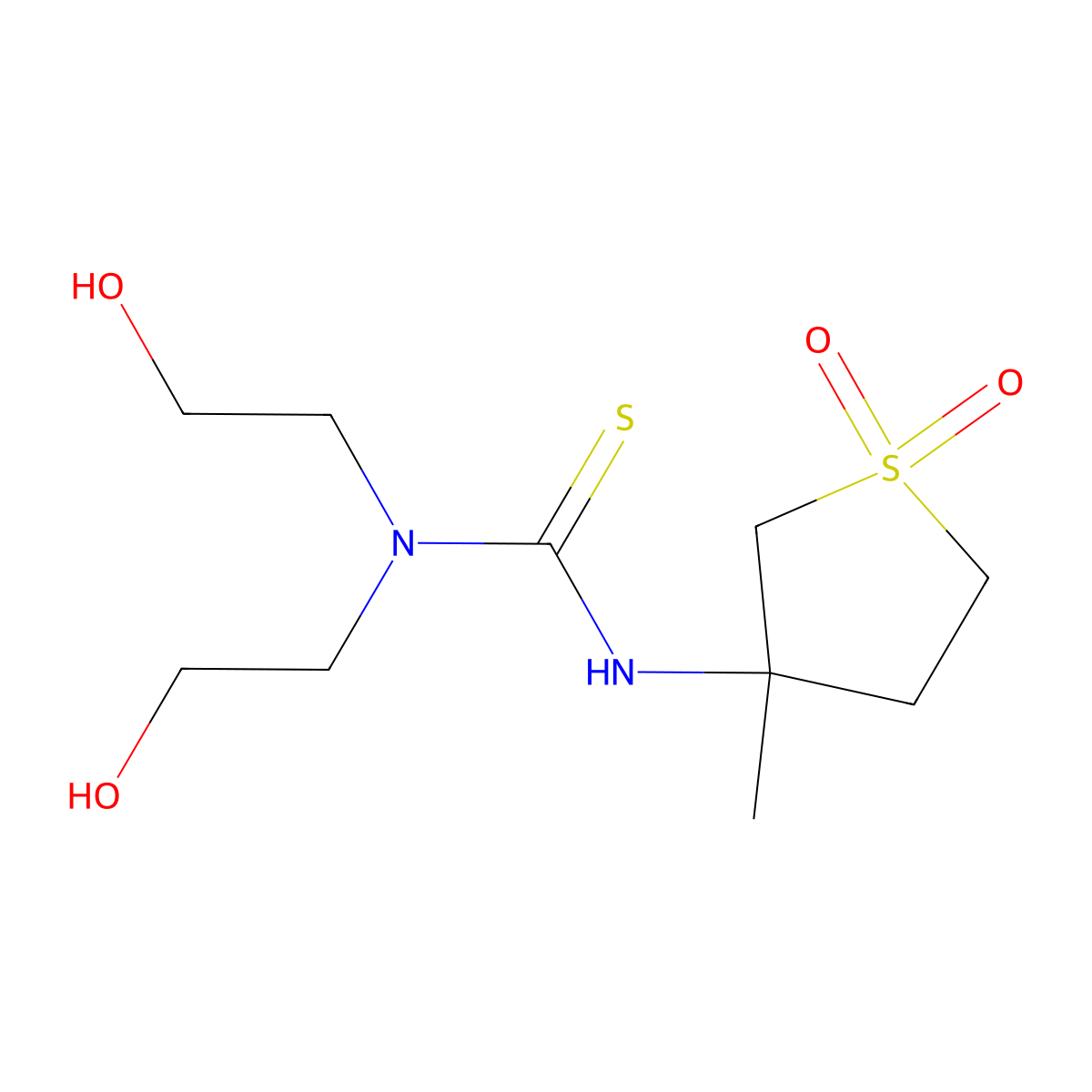 3-({[Bis(2-hydroxyethyl)amino]thioxomethyl}amino)-3-methylthiolane-1,1-dione molecular structure, CAS 443652-65-1