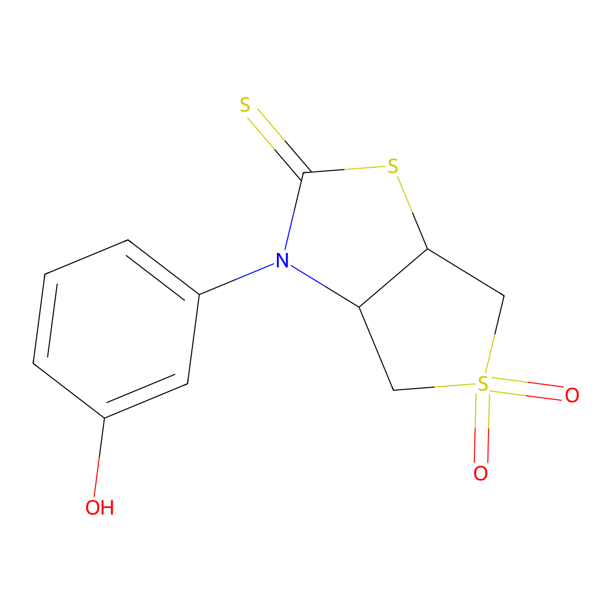 3-(3-hydroxyphenyl)tetrahydrothieno[3,4-d][1,3]thiazole-2(3H)-thione 5,5-dioxide molecular structure, CAS 443652-74-2