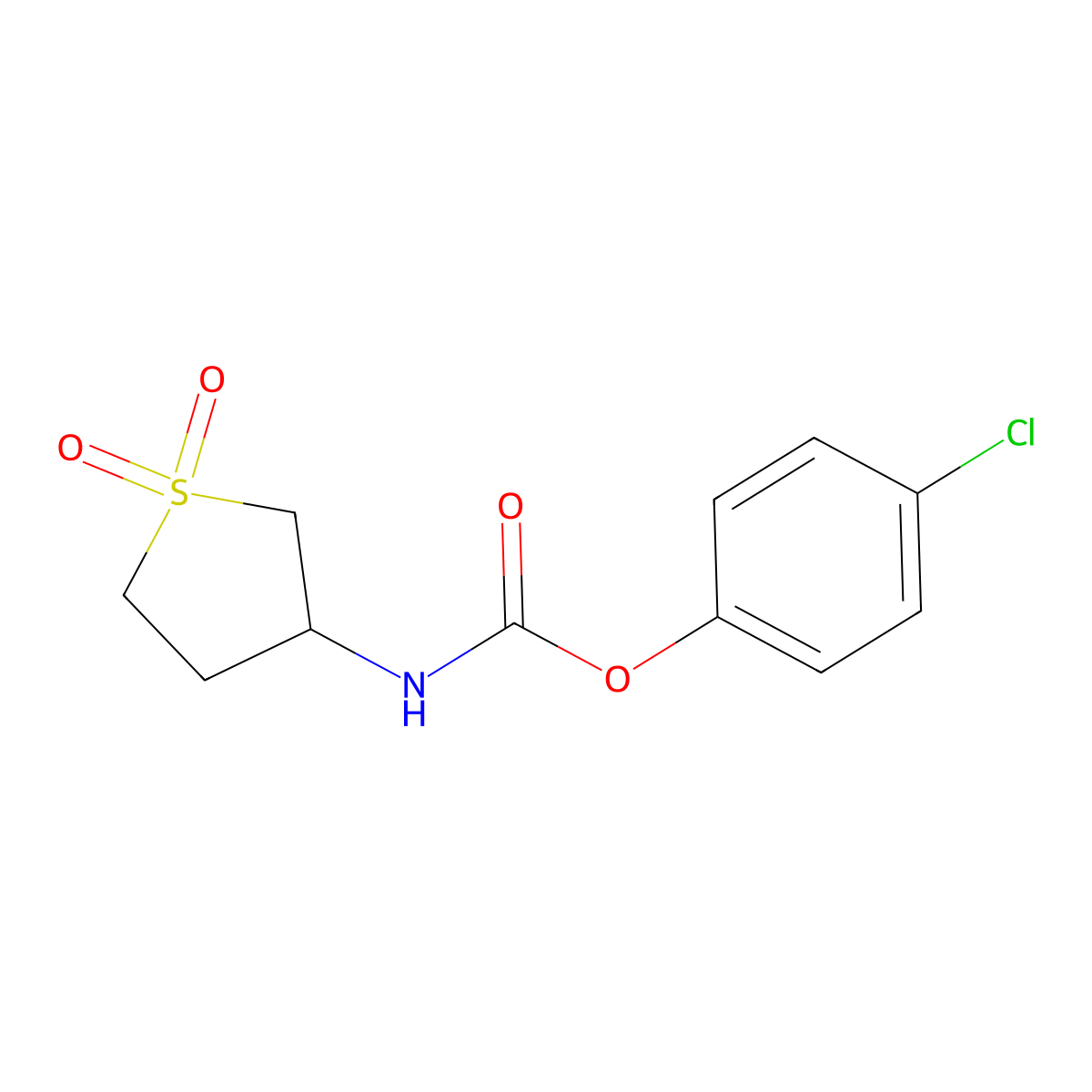 4-Chlorophenyl (1,1-dioxidotetrahydrothiophen-3-yl)carbamate molecular structure, CAS 443652-78-6