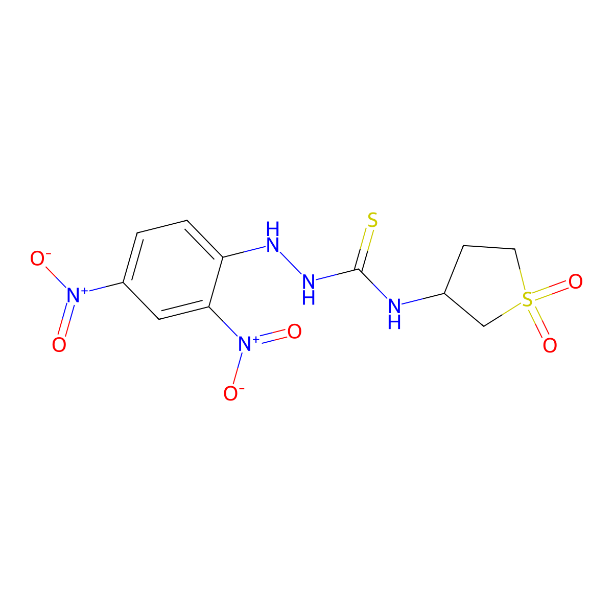 2-(2,4-dinitrophenyl)-N-(1,1-dioxidotetrahydrothiophen-3-yl)hydrazinecarbothioamide molecular structure, CAS 443652-89-9
