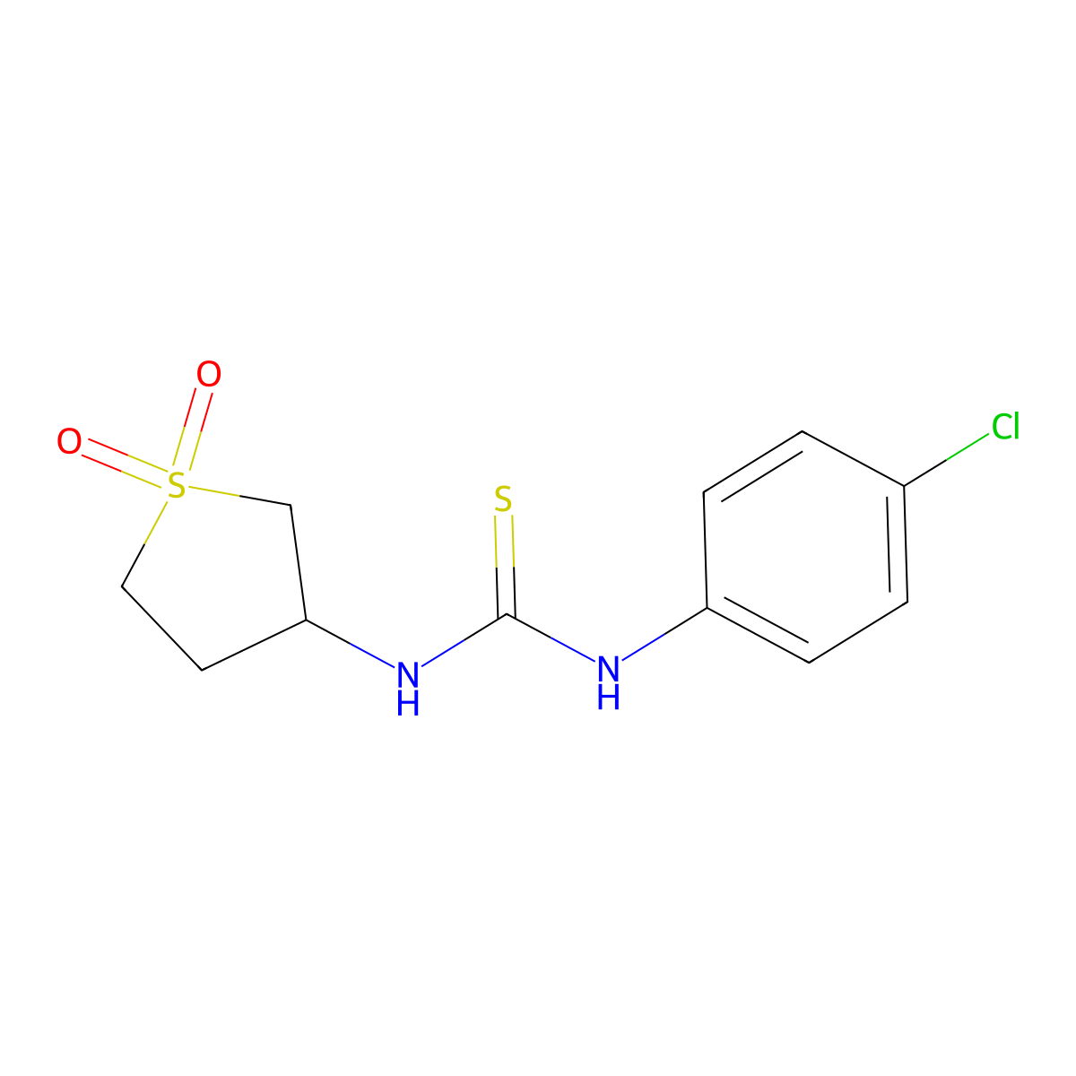 3-({[(4-Chlorophenyl)amino]thioxomethyl}amino)thiolane-1,1-dione molecular structure, CAS 443652-92-4