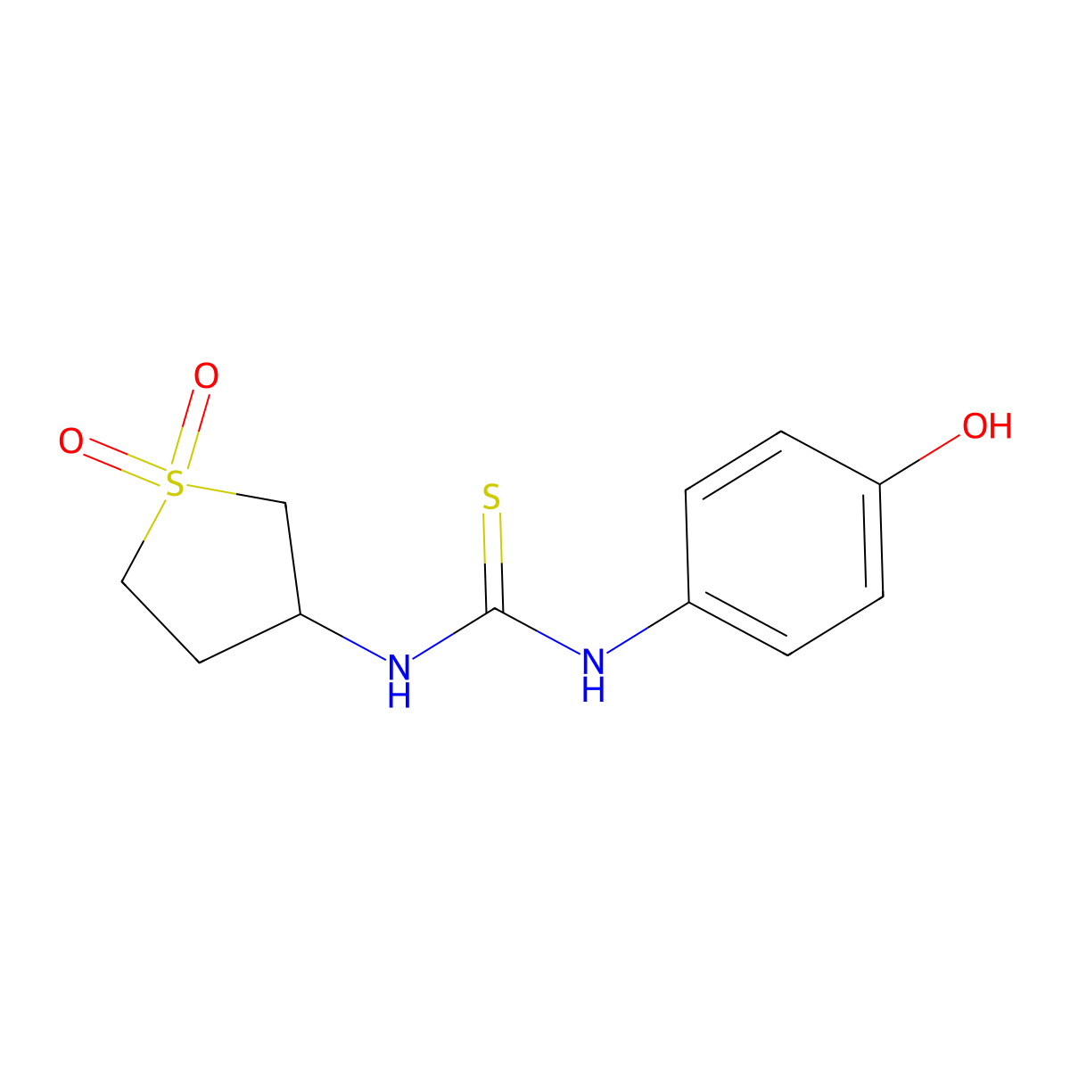 3-({[(4-Hydroxyphenyl)amino]thioxomethyl}amino)thiolane-1,1-dione molecular structure, CAS 443652-96-8