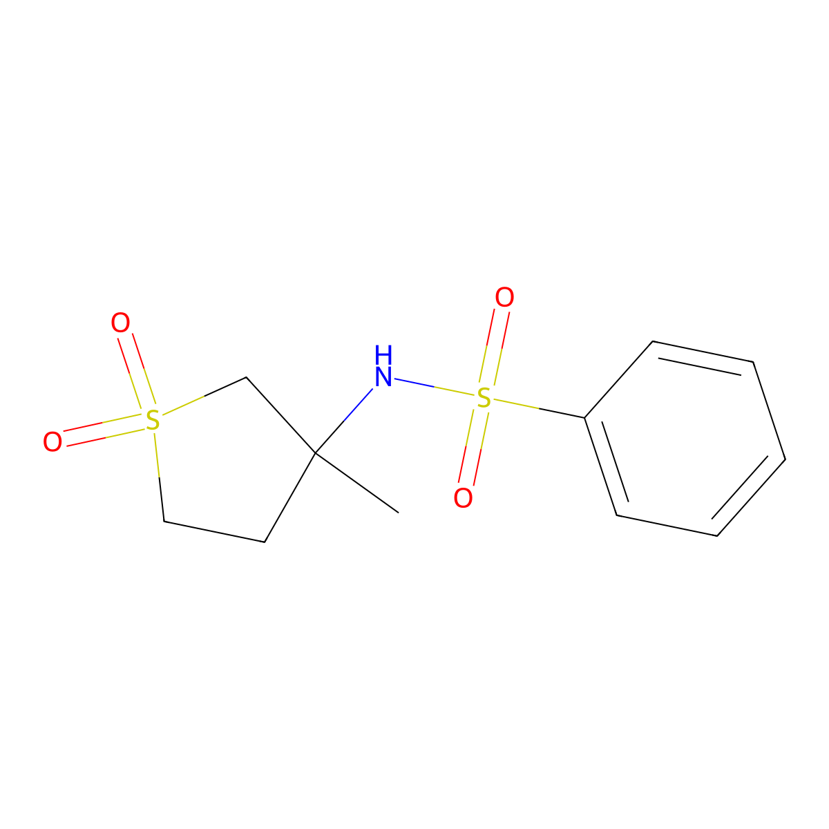 3-Methyl-3-[(phenylsulfonyl)amino]thiolane-1,1-dione molecular structure, CAS 443653-02-9