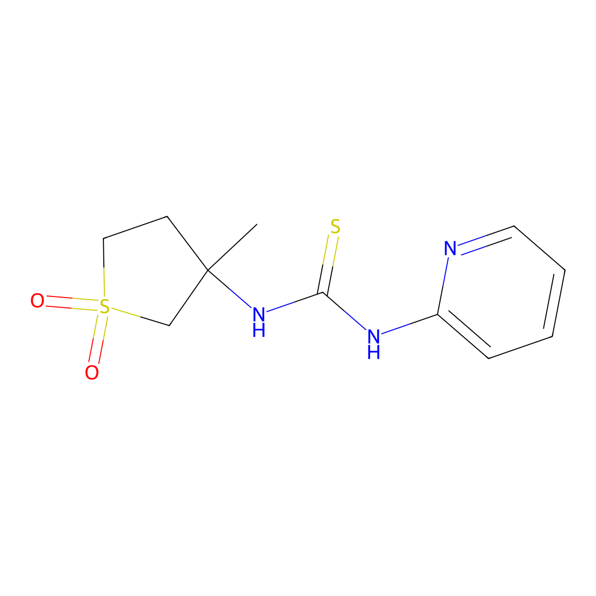 1-(3-Methyl-1,1-dioxidotetrahydrothiophen-3-yl)-3-(pyridin-2-yl)thiourea molecular structure, CAS 443653-03-0