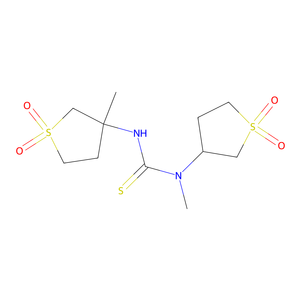 1-(1,1-Dioxidotetrahydrothiophen-3-yl)-1-methyl-3-(3-methyl-1,1-dioxidotetrahydrothiophen-3-yl)thiourea molecular structure, CAS 443653-06-3