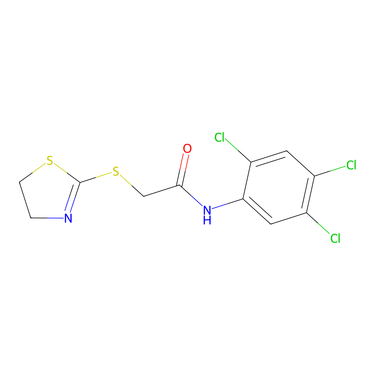 2-(4,5-dihydro-1,3-thiazol-2-ylsulfanyl)-N-(2,4,5-trichlorophenyl)acetamide molecular structure, CAS 443653-52-9