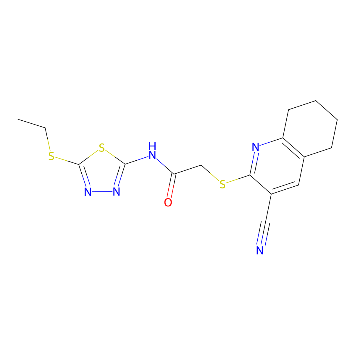 2-[(3-Cyano-5,6,7,8-tetrahydroquinolin-2-YL)sulfanyl]-N-[5-(ethylsulfanyl)-1,3,4-thiadiazol-2-YL]acetamide molecular structure, CAS 443655-96-7