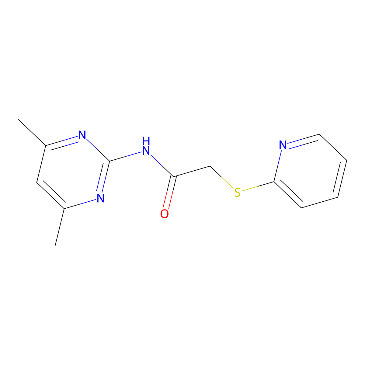N-(4,6-dimethylpyrimidin-2-yl)-2-pyridin-2-ylsulfanylacetamide molecular structure, CAS 443656-71-1
