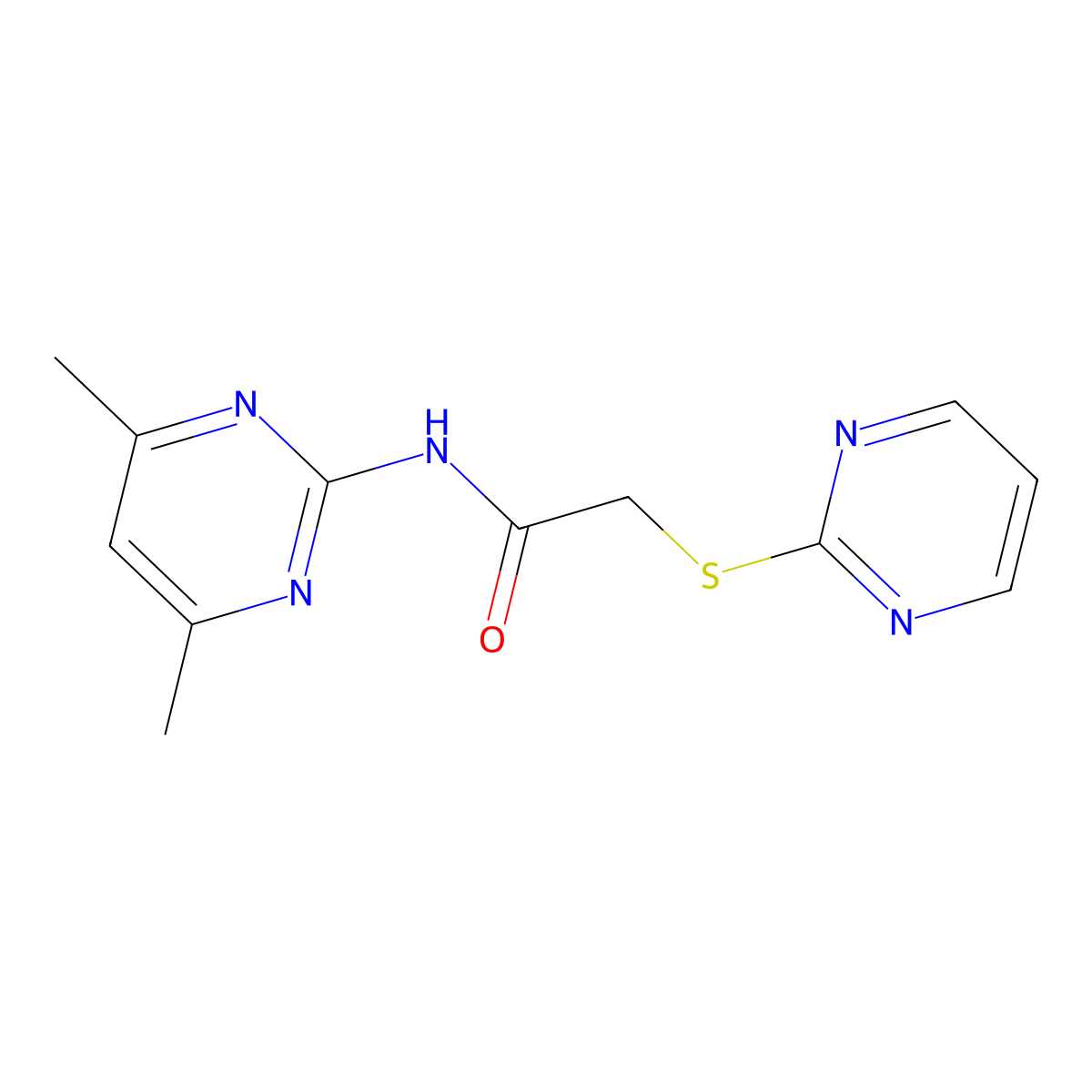 N-(4,6-dimethylpyrimidin-2-yl)-2-pyrimidin-2-ylthioacetamide molecular structure, CAS 443656-78-8