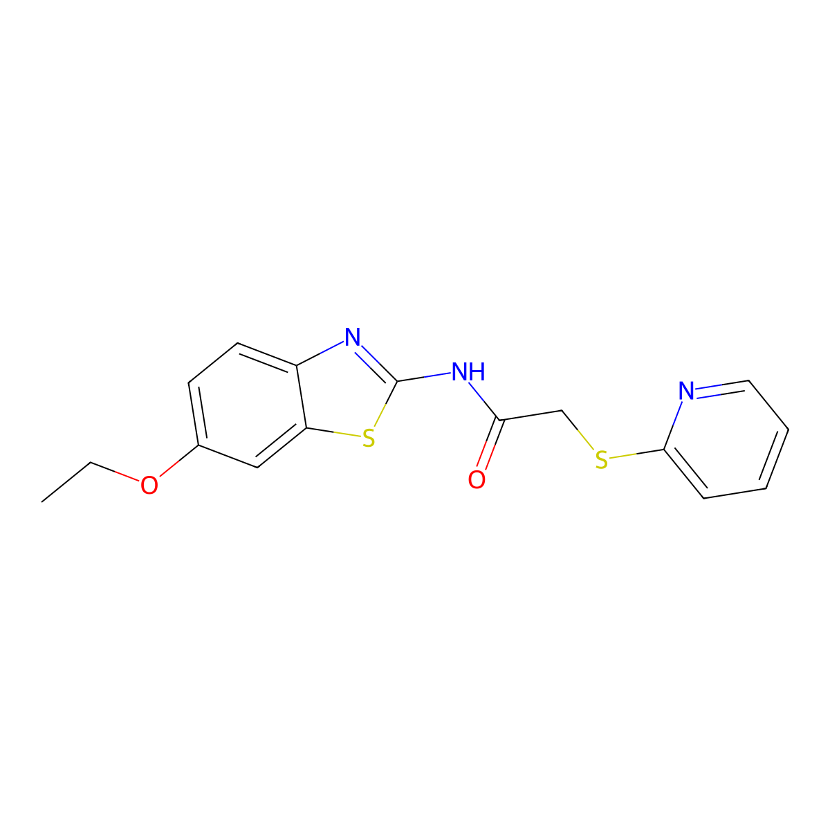 N-(6-ethoxy-1,3-benzothiazol-2-yl)-2-pyridin-2-ylsulfanylacetamide molecular structure, CAS 443656-92-6