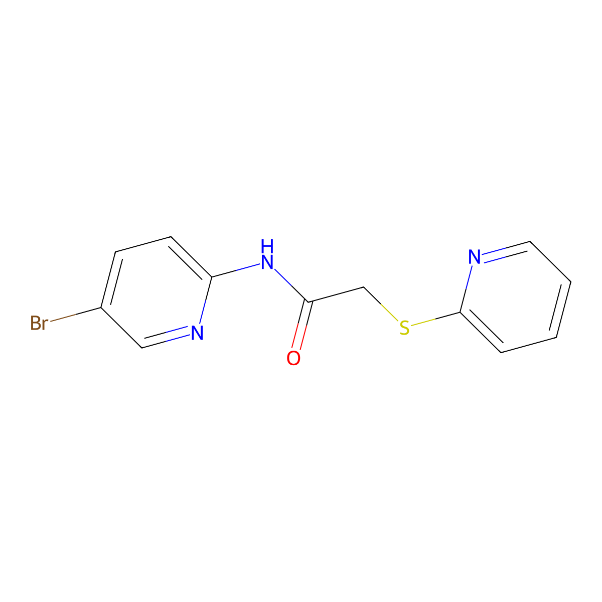 N-(5-bromopyridin-2-yl)-2-pyridin-2-ylsulfanylacetamide molecular structure, CAS 443657-30-5