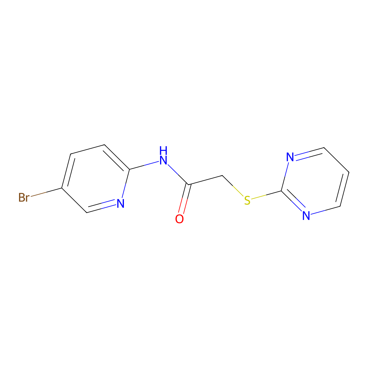 N-(5-bromopyridin-2-yl)-2-pyrimidin-2-ylsulfanylacetamide molecular structure, CAS 443657-36-1