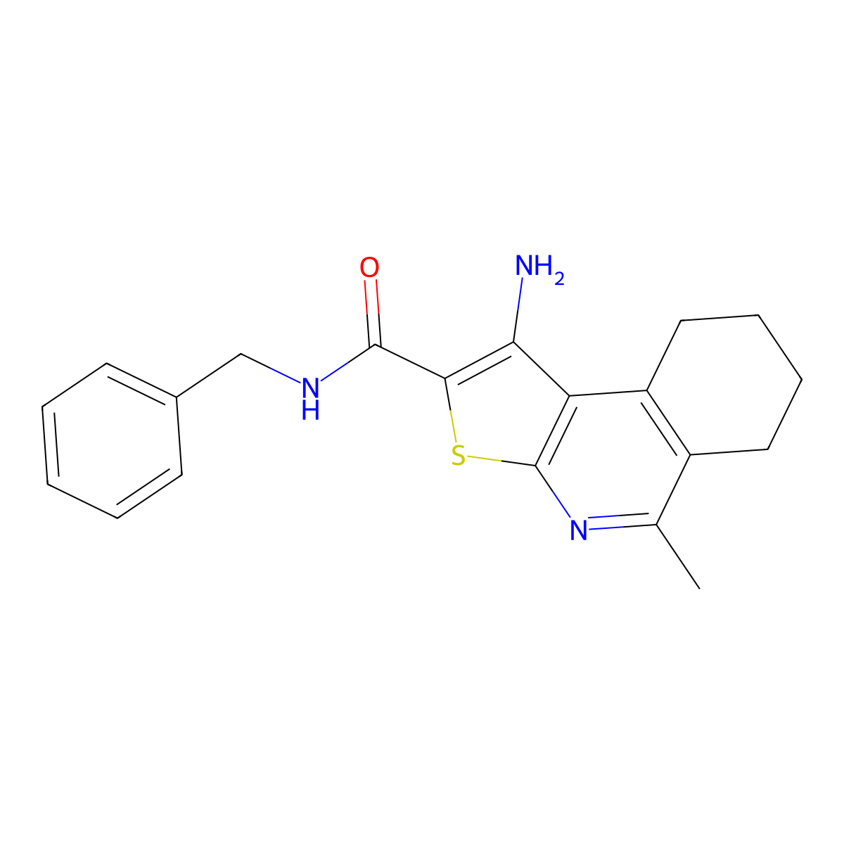 1-Amino-N-benzyl-5-methyl-6H,7H,8H,9H-thieno[2,3-C]isoquinoline-2-carboxamide molecular structure, CAS 443661-56-1