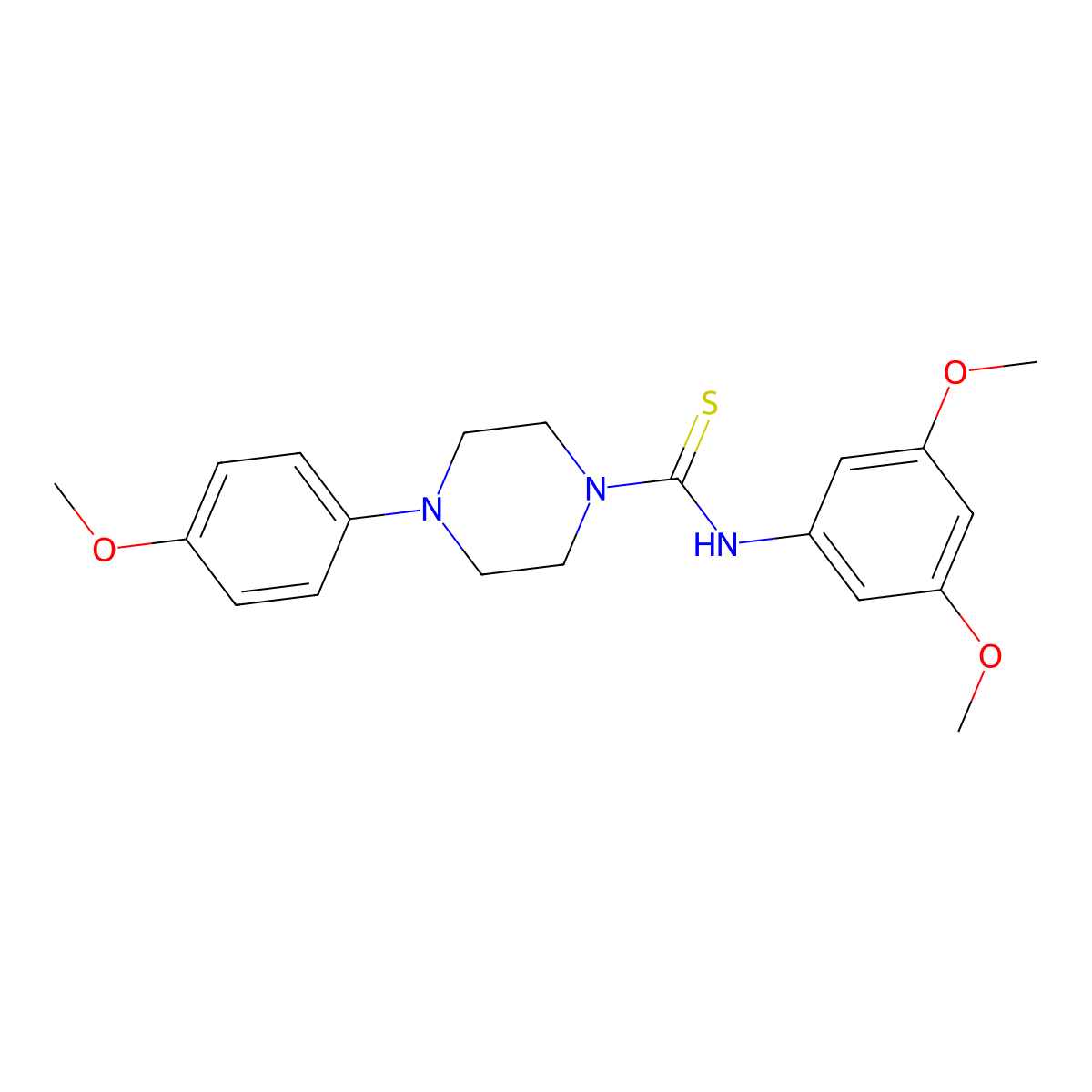 N-(3,5-dimethoxyphenyl)-4-(4-methoxyphenyl)piperazine-1-carbothioamide molecular structure, CAS 443661-70-9