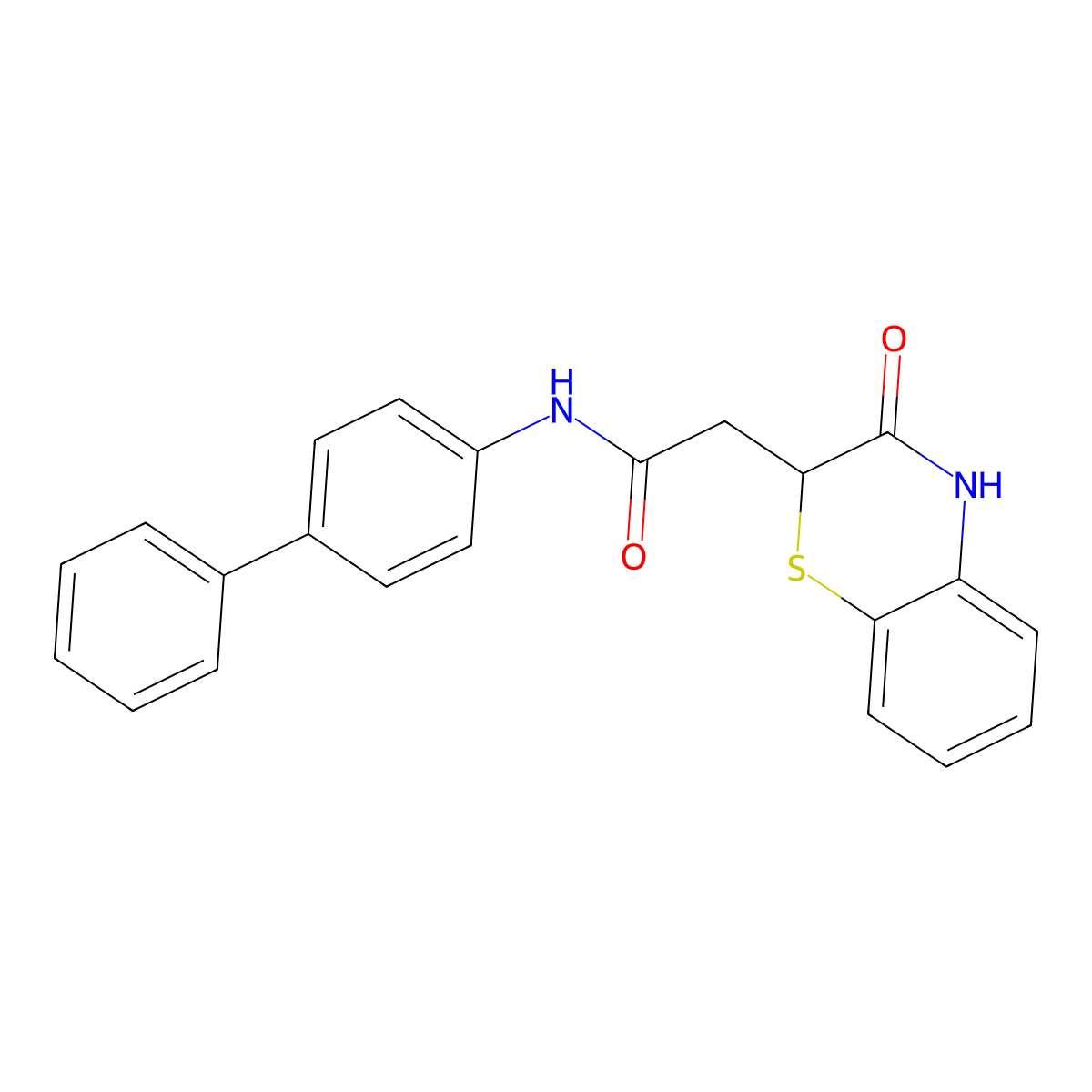 2-(3-oxo-4H-1,4-benzothiazin-2-yl)-N-(4-phenylphenyl)acetamide molecular structure, CAS 443662-43-9
