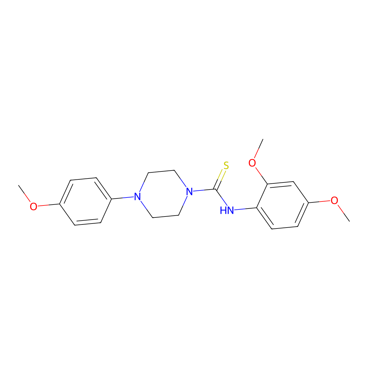 N-(2,4-dimethoxyphenyl)-4-(4-methoxyphenyl)piperazine-1-carbothioamide molecular structure, CAS 443662-56-4