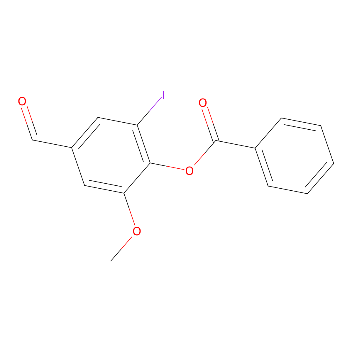 4-Formyl-2-iodo-6-methoxyphenyl benzoate molecular structure, CAS 443663-22-7