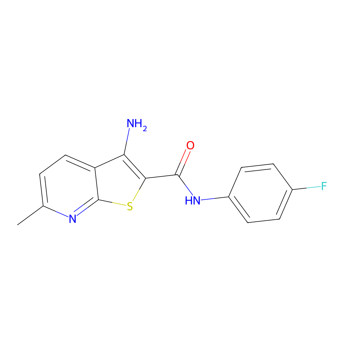 3-amino-N-(4-fluorophenyl)-6-methylthieno[2,3-b]pyridine-2-carboxamide molecular structure, CAS 443663-33-0