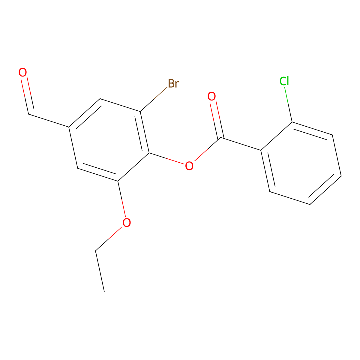 2-Bromo-6-ethoxy-4-formylphenyl 2-chlorobenzoate molecular structure, CAS 443663-38-5