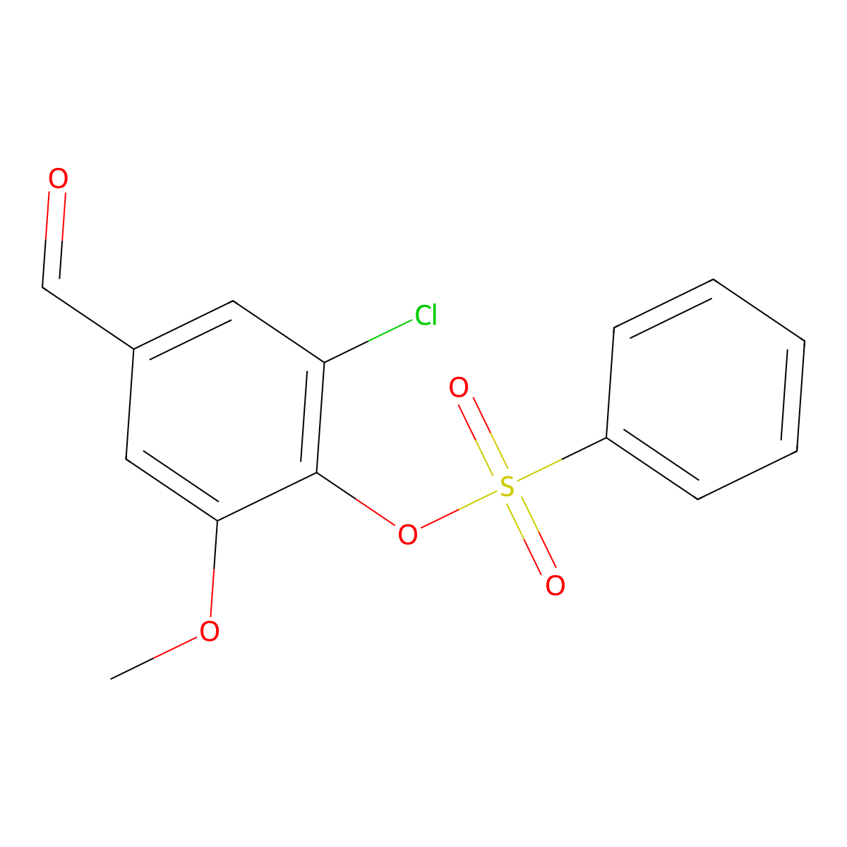 2-Chloro-4-formyl-6-methoxyphenyl benzenesulfonate molecular structure, CAS 443664-40-2