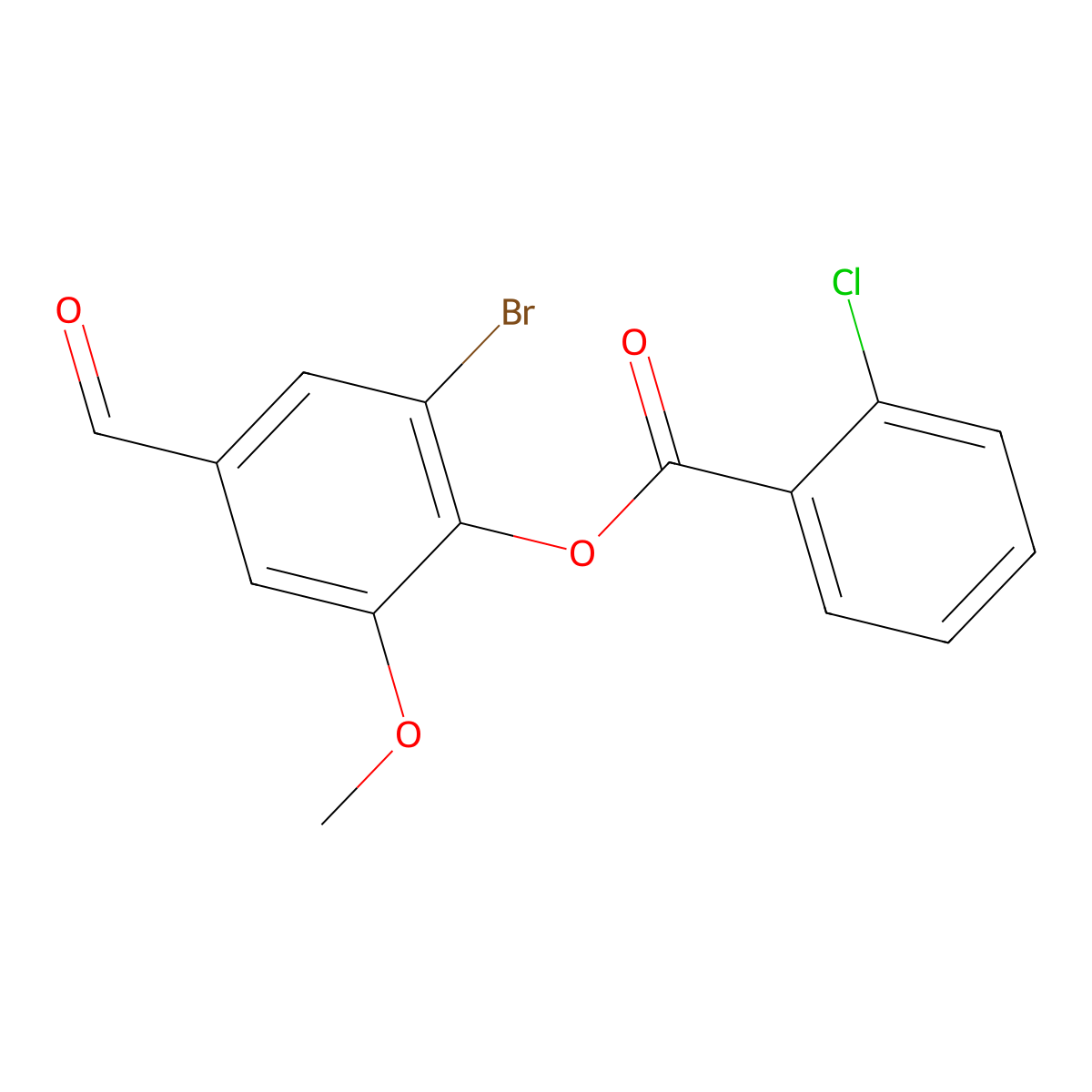 2-Bromo-4-formyl-6-methoxyphenyl 2-chlorobenzoate molecular structure, CAS 443664-51-5