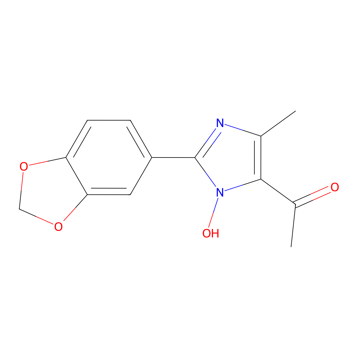 1-[2-(1,3-Benzodioxol-5-yl)-3-hydroxy-5-methylimidazol-4-yl]ethanone molecular structure, CAS 443664-54-8