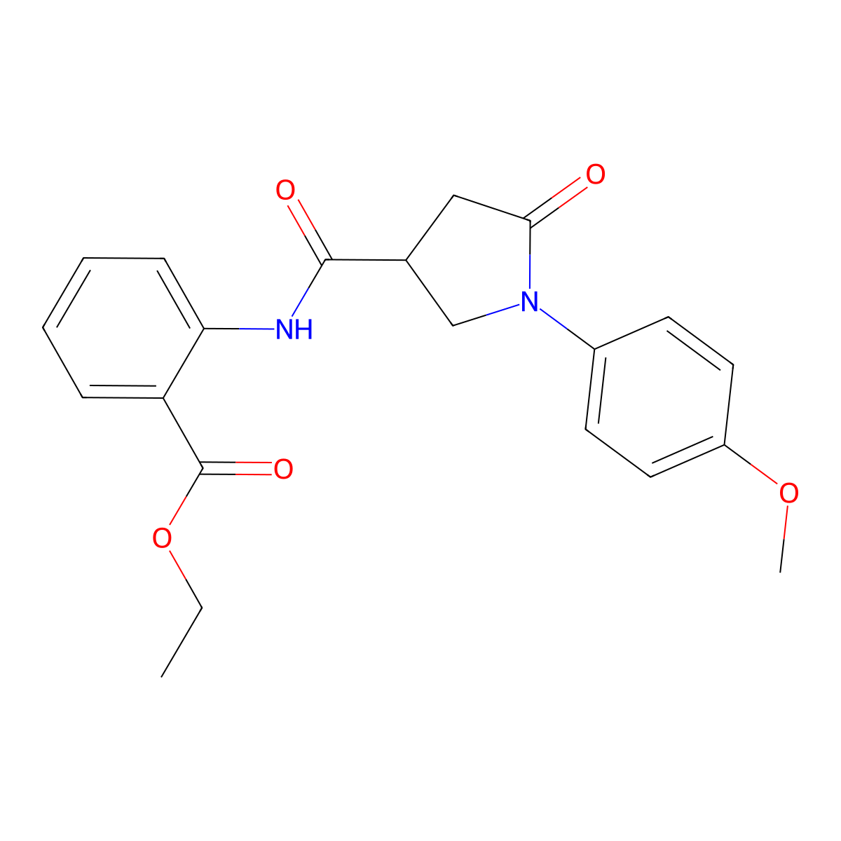 Ethyl 2-({[1-(4-methoxyphenyl)-5-oxopyrrolidin-3-yl]carbonyl}amino)benzoate molecular structure, CAS 443665-94-9