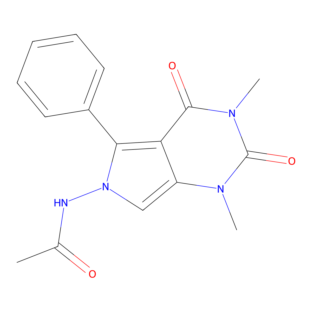 N-(1,3-dimethyl-2,4-dioxo-5-phenylpyrrolo[3,4-d]pyrimidin-6-yl)acetamide molecular structure, CAS 443666-67-9