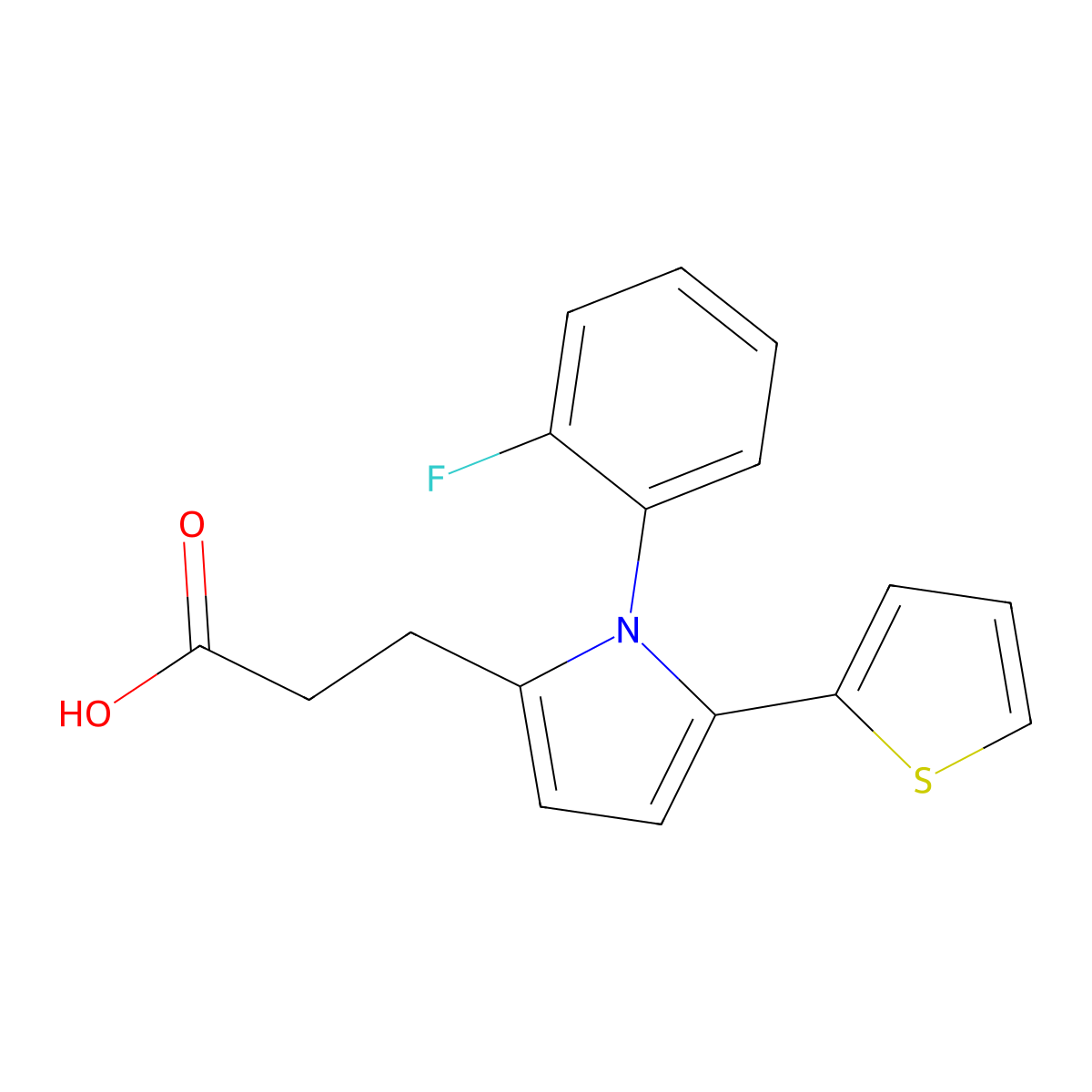 3-[1-(2-fluorophenyl)-5-(thiophen-2-yl)-1H-pyrrol-2-yl]propanoic acid molecular structure, CAS 443667-02-5
