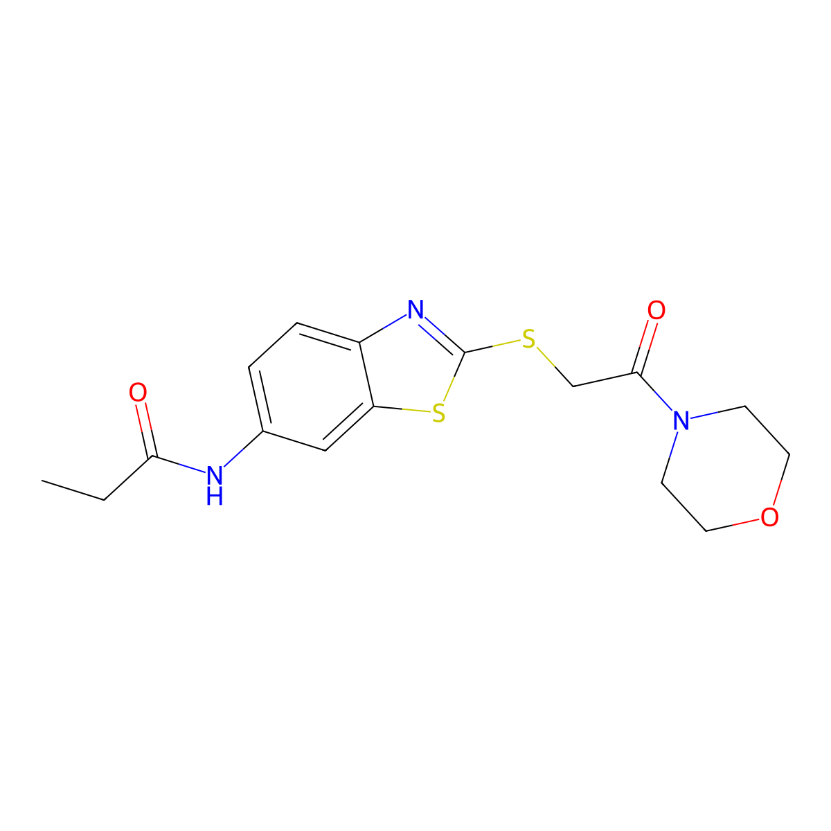 N-[2-(2-morpholin-4-yl-2-oxoethyl)sulfanyl-1,3-benzothiazol-6-yl]propanamide molecular structure, CAS 443667-08-1