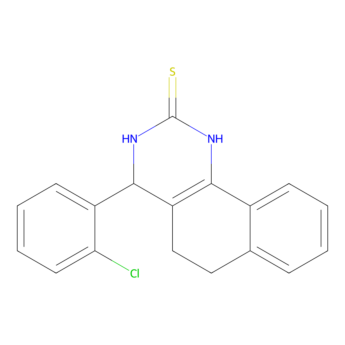 4-(2-chlorophenyl)-3,4,5,6-tetrahydrobenzo[h]quinazoline-2(1H)-thione molecular structure, CAS 443667-27-4